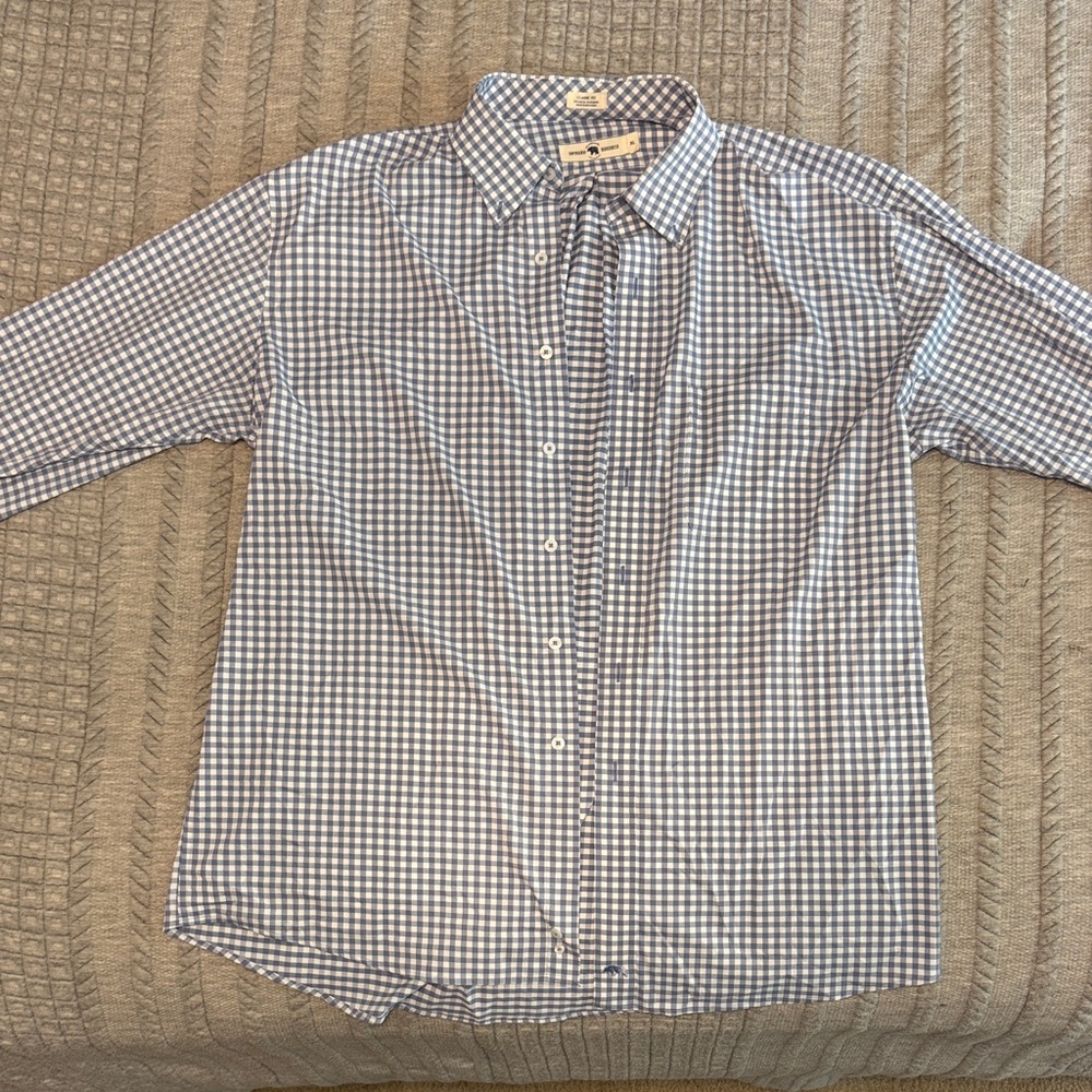 Men's Blue Gingham Button Down Shirt